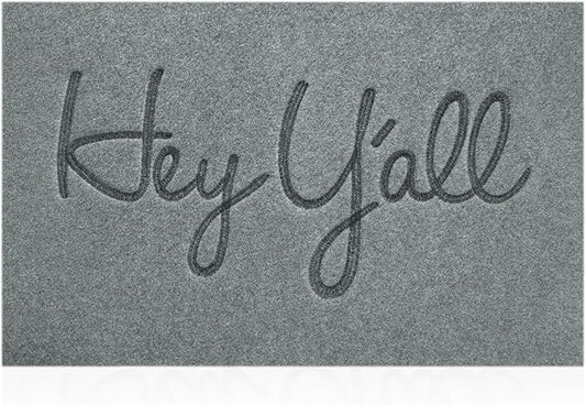 Mats Outdoor Front Door Mat Indoor Entrance with Non Slip Rubber Back Funny Durable Heavy Duty Backing Hey Y'all Doormats Entryway Decor for Home Decor Farmhouse, Light Gray 28" x 18"