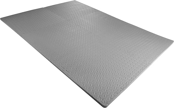 BalanceFrom Puzzle Exercise Mat 3/4' Thick, EVA Interlocking Foam Floor Tiles for Home Gym, Mat for Home Workout Equipment, Floor Padding for Kids, Gray, 24 in x 24 in x 3/4 in, 24 Sq Ft - 6 Tiles