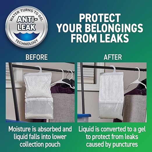 Concrobium Moisture Grabbers, 3-Pack 17.5 oz Bags (Spring Breeze) — Powerful Moisture Absorber with Anti-Leak Gel, Covers Up to 350 cu ft, Eliminates Musty Odors & Adds a Light Fresh Scent