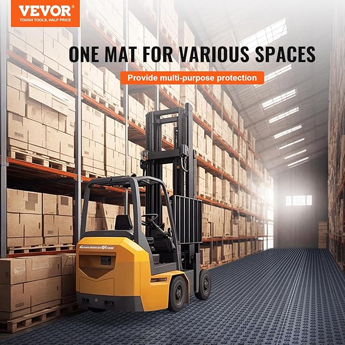 VEVOR Garage Floor Tiles 12 x 12 x 0.53 inch, Interlocking Design Ease of Installation Double-Sided Texture Non-Slip Sturdiness, for Garages, Basements, Repair Shops, Graphite Gray, 25 Pack