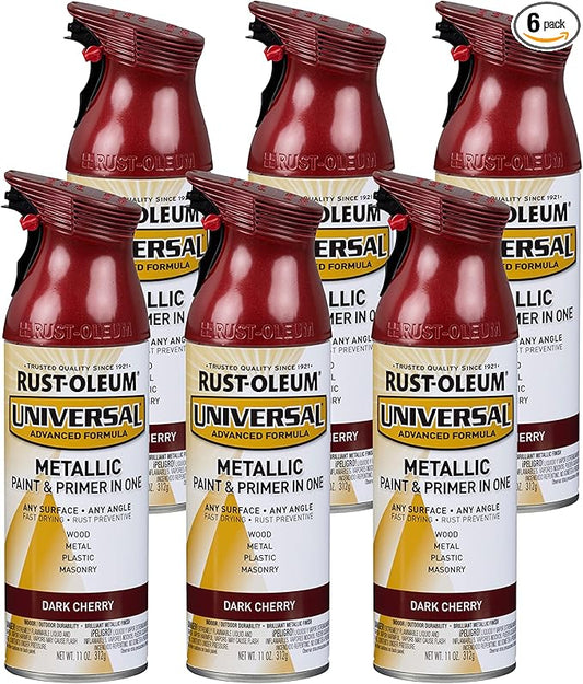 Rust-Oleum 331200-6PK Universal All Surface Metallic Spray Paint, 11 oz, Dark Cherry, 6 Pack