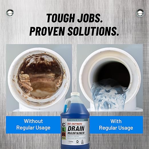 CLR PRO Commercial Drain Maintainer and Grease Trap Treatment, Preventative Maintenance Bio Enzyme Formula, Reduces Odor and Breaks Down Grease, 1 Gallon Bottle
