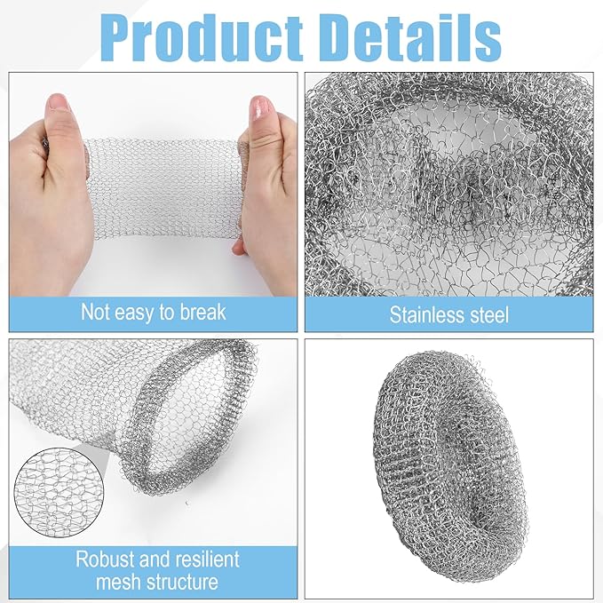 10 Pcs Lint Traps for Washing Machine Hose Stainless Steel Washing Machine Drain Hose Filter with 10 Cable Ties Mesh Laundry Drain Lint Catcher for Filter Out Cotton Fluff Paper Scraps Hair Etc