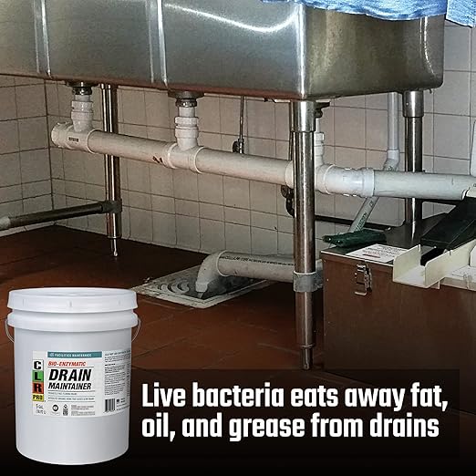 CLR PRO Commercial Drain Maintainer and Grease Trap Treatment, Preventative Maintenance Bio Enzyme Formula, Reduces Odor and Breaks Down Grease, 5 Gallon Pail