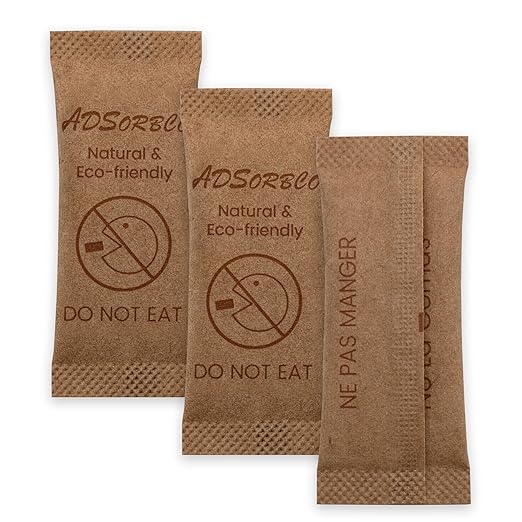 Bentonite Clay Desiccant Packs– Food Grade Moisture Absorbers for Pet Food, Tea, Dry Grains, Spices, Storage Bins – Silica Gel Packets Alternative, Desiccant Packs for Storage (50, 3g)