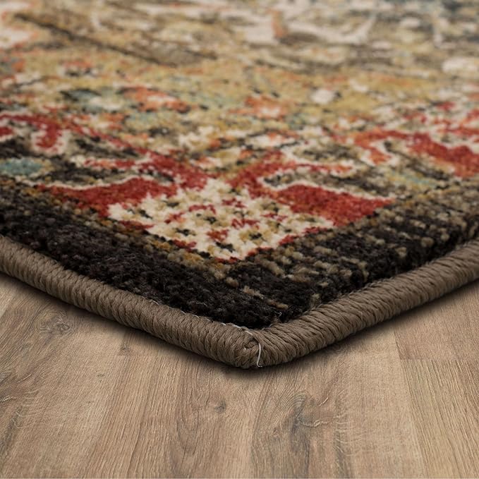 Mohawk Home Nikoleta Traditional Geometric; Ornamental Medium Brown 8' X 10' Area Rug Perfect for Living Room, Dining Room, Office, Kitchen, Entryway, Hallway