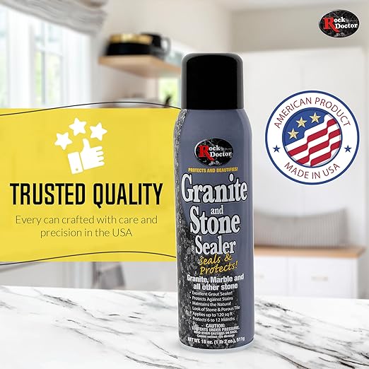 Rock Doctor Granite Sealer for Marble, Stone, and Tile Countertops, Vibrant Shine with Stain Resistant Moisture Protection, Interior and Exterior Use, Pack of 2