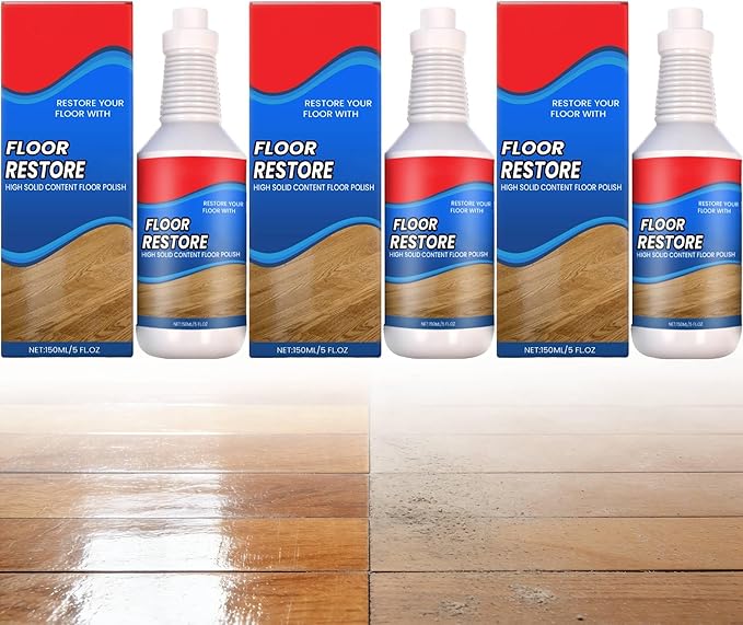 Floor Restore for Wood Floors - Floor Clean Restorer & Polish for Tile, Shine Wood, Laminate, Vinyl, Bamboo - Quick-Drying Flooring Protection Agent (3 pcs)