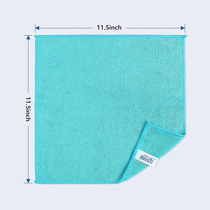HOMEXCEL Microfiber Cleaning Cloth, 8 Pack Cleaning Rags, Cleaning Towels with 4 Color Assorted, 11.5"X11.5"(Green/Blue/Yellow/Pink)