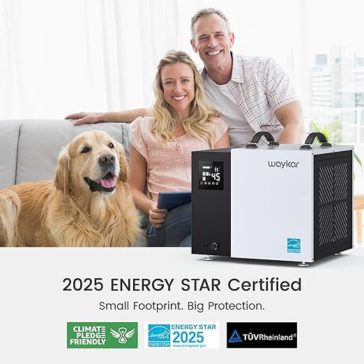 Waykar 70 Pint Energy Star Crawl Space Dehumidifier with Drain Hose, Commercial Dehumidifier for Basements and Home, for Spaces up to 5000 Square Feet, Smart Humidity Control - 5-Year Quality Coverage