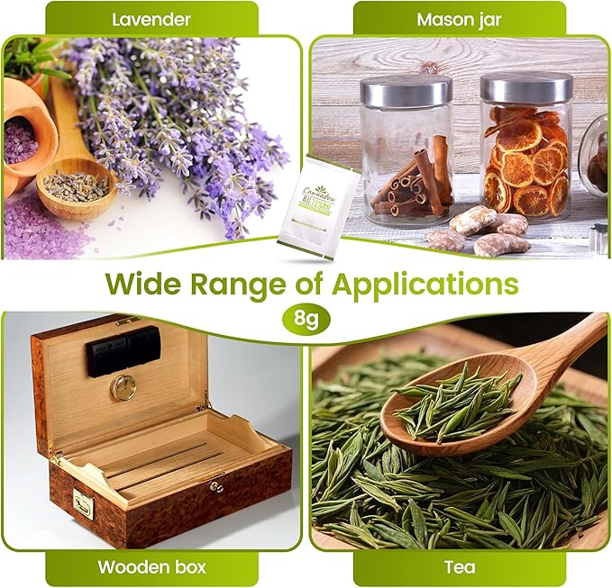 72% RH, 8g (15 Pack) Cannadew Humidity Packs Two-Way Humidity Control Pack - Moisture Absorbers & Hydration Packets for Curing and Storage