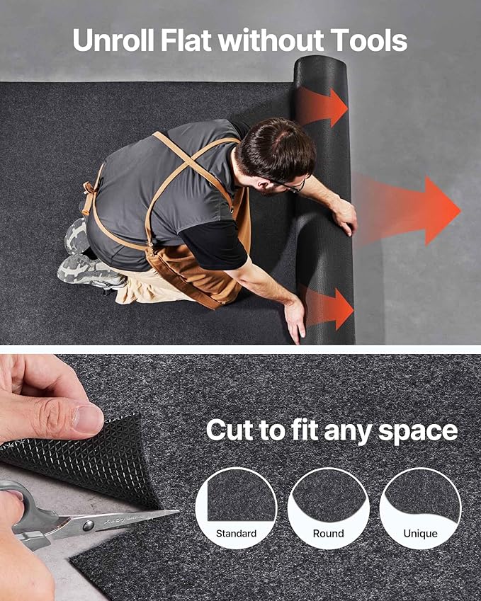 VEVOR Garage Floor Mat, 7.5'x20' Oil Spill Mat Waterproof Protection from Water Snow Rain Mud and Oil for Under Car, Non-Slip Containment Mat with TPE Anti-Leak Backing & Easy Clean & Cuttable