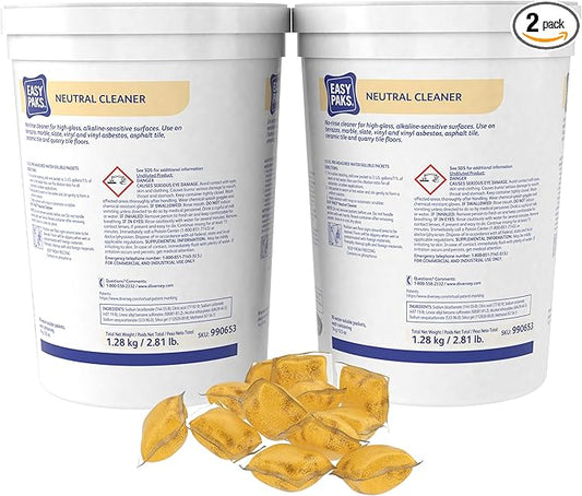 Diversey 990653 Easy Paks Neutral Cleaner, Cleans High Traffic Glossy Floors, Dissolving Pods with Pine Scent, 90-Paks, 1-Tub (Pack of 2)