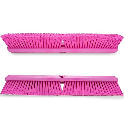SPARTA Omni Sweep – 18" Heavy Duty Broom Head for Outdoor and Indoor Use, Nonabsorbent Block, Multi-Surface Deck Brush for Garage, Patio, Kitchen, and Concrete, Pink, Pack of 12