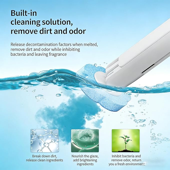 Disposable Toilet Brush and Holder Kit, Wall-Mounted Toilet Cleaning System with 18Pcs Pre-Soaked Cleaner Refills for Bathroom Deep Cleaning (Toilet Brush+18pcs Purple Replacement Head)