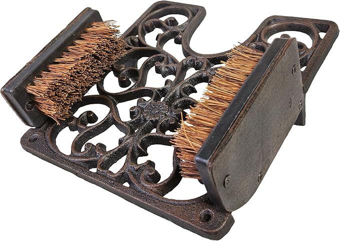 Lulu Decor, Cast Iron Boot Scraper with Brush, Antique Black