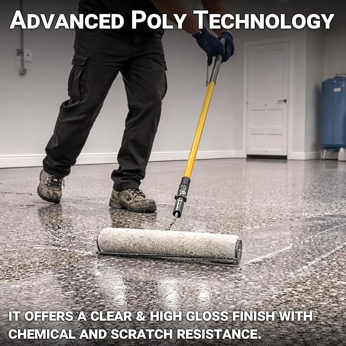 UltraShield Polyaspartic Top Coat 2 Gallon Kit – 1:1 Mix, Fast-Cure Industrial Clear Gloss, UV-Stable High-Durability Coating for Garage, Basement & Concrete Floors
