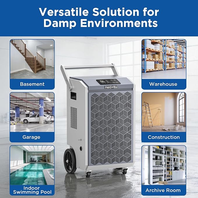 200 Pints Commercial Dehumidifier with Pump and Drain Hose for Basements, Heavy Duty Commercial Grade Dehumidifiers for Large Spaces, Warehouse, Industry Water Damage Unit, Auto Defrost