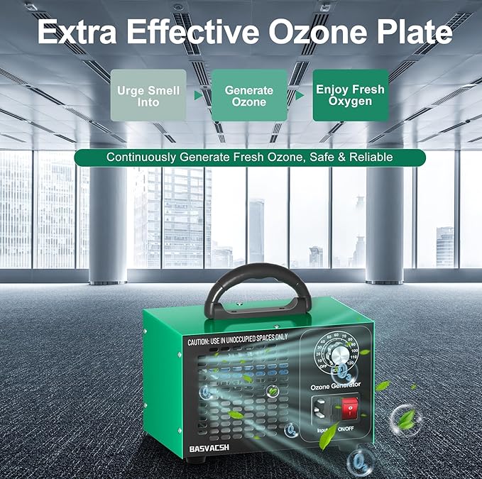 Ozone Generator 45,000mg/h, Industrial O3 Deodorizer for Areas of 2500 Square Feet - High Capacity Ozone Machine Air Ionizer Odor Clean for Car, Home, Pets