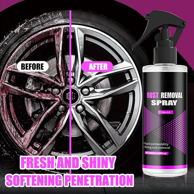 Car Iron Powder Remover, Deep Cleansing Neutral Formula, 100ml, Car Tire Cleaner, Rust Stain Removal Spray, Long-Lasting Protection, Use For Marine Driveway Motorcycle Garage And Shower Surfaces