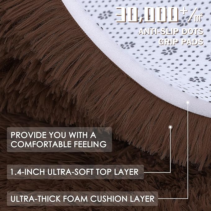 OLANLY 10x12 Machine Washable Large Area Rugs for Living Room, Bedroom, Soft Fluffy Shaggy Bedside Rug, Indoor Floor Carpet for Kids Girls and Boys, Dorms, Nursery, Home Decor Aesthetic, Coffee