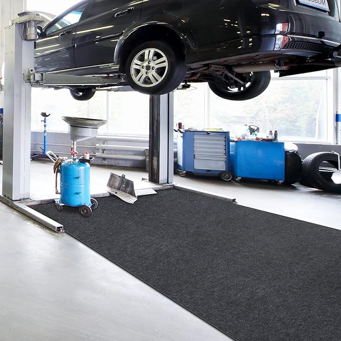 TREETONE Oil Spill Mat, 7.4 x 17 Ft, Premium Absorbent Oil Pad. Contains Liquids, Protects Garage Floor from Spills, Drips, Splashes and Stains. Washable, Reusable, Waterproof Rubber Parking Mats