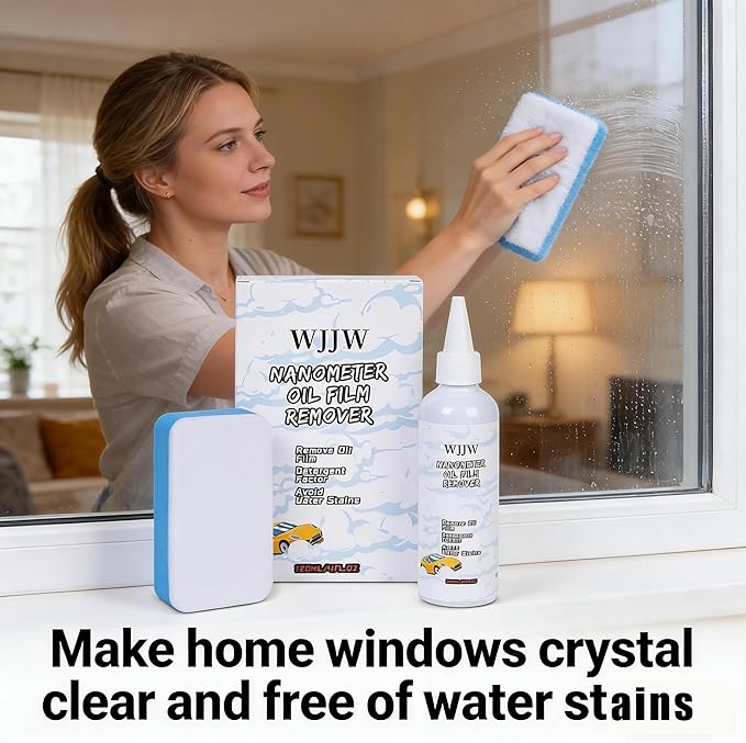Car Glass Cleaner & Oil Film Remover – Nano Rare Earth Formula Effectively Removes Water Stains, Wax, Hard Water, Coatings & Grime – Restore Factory Clarity for Windshield, Windows & Shower Doors
