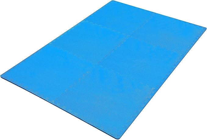 BalanceFrom Puzzle Exercise Mat with EVA Foam Interlocking Tiles for MMA, Exercise, Gymnastics and Home Gym Protective Flooring, 1/2" Thick, 24 Square Feet, Blue
