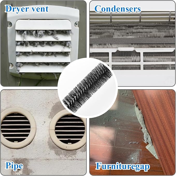 2 Pack Dryer Vent Cleaner Kit - Long Flexible Lint Brush for Dryer Vents, Refrigerator Coils, and Radiators - Household Cleaning Supplies (2, Long Brush)