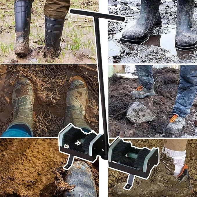 Foot Mud Boot Scrubber Standing Ergonomic Handle Shoe Cleaner for Wet Dirt Muck, Anti-Slip Base, Ideal for Farming, Gardening, Outdoor Work Entryways