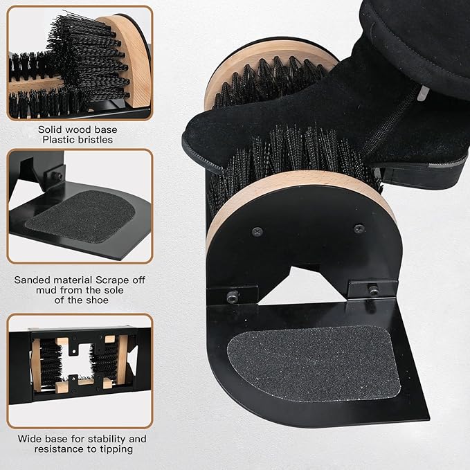 MAXIMILIAN Boot Scraper Outdoor Shoe Brush with Flaps Boot Scrubber Cleaning Heavy-Duty Shoe Cleaner Footwear Cleaning Tool for Mud, Dirt, and Snow