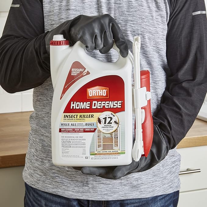 Ortho Home Defense Insect Killer for Indoor and Perimeter2 with Comfort Wand - Ready-To-Use Bug Spray, Kills Ants, Cockroaches & Spiders, 1.33 gal.