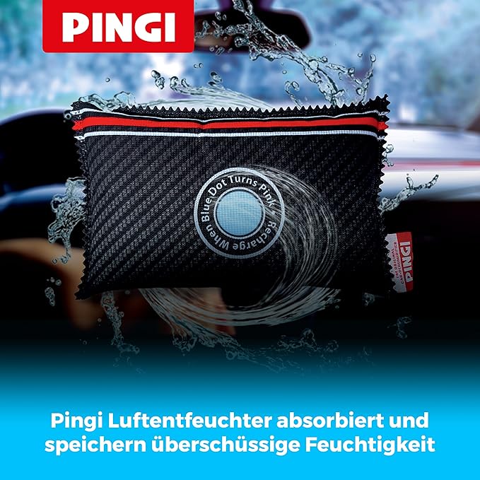 Pingi Dehumidifier Car and Home - Absorbs Moisture Condensation Damp Keeping Windscreens Clear - 100% Leakproof & Reusable Bag - 1 x 300g