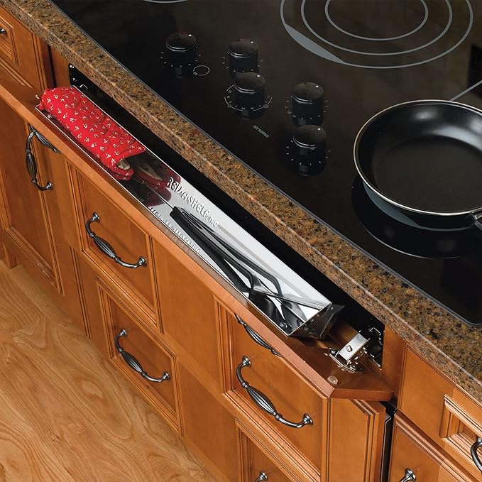 Rev-A-Shelf 25" Stainless Tip-Out Tray With Hinges for Kitchen Cupboard