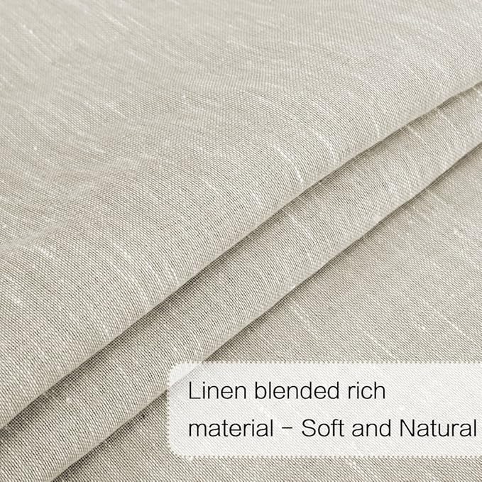 H.VERSAILTEX Linen French Door Curtains Privacy Light Reducing Door Curtain with Tieback | Rod Pocket Sheer Curtain 1 Panel for Glass Feature Open Weave Textured Linen - 52"x72" - Natural