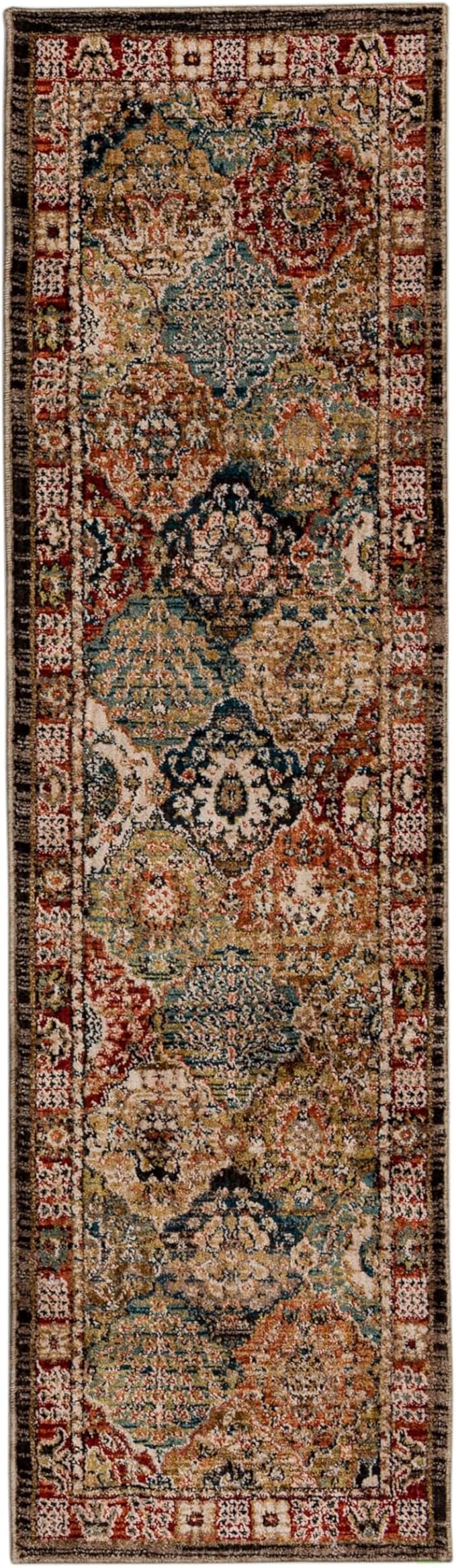 Mohawk Home Nikoleta Traditional Geometric; Ornamental Medium Brown 2' X 7' Area Rug Perfect for Living Room, Dining Room, Office, Kitchen, Entryway, Hallway