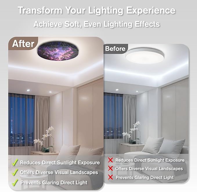 12" Ceiling Light Cover, 2 Pcs Flush Mount Light Fixture Cover, Fabric Ceiling Light Fixture Cover, Light Filters for Bedroom, Kitchen, Hallways/Entryways, Office, Basement (Dreamgrove)-4