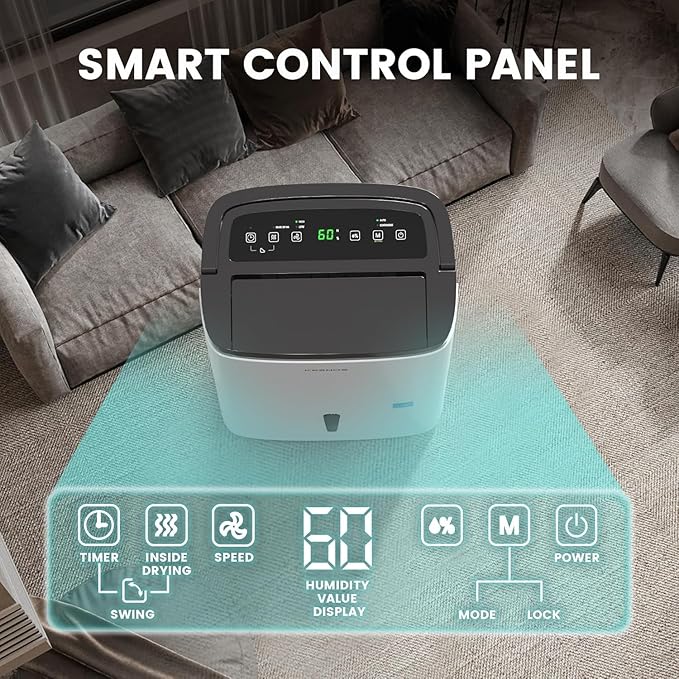 Kesnos 120 Pints 2025 Energy Star Dehumidifier for Home & Basement with Drain Hose, Ideal for Large Spaces up to 6,500 Sq. Ft., Featuring Auto Defrost & Self-Drying Function