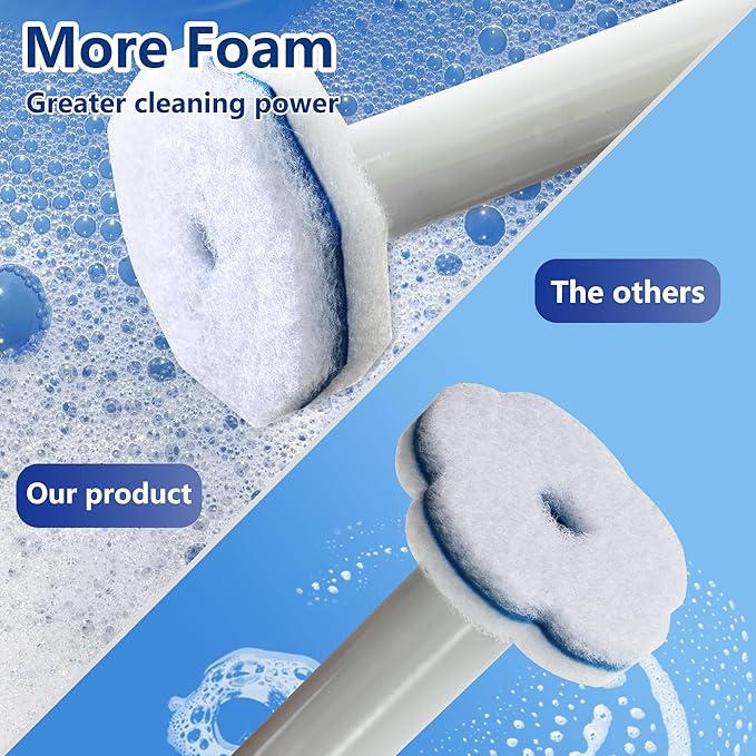 FHORAIN 80 Count Toilet Wand Refills for Clorox, Disposable Toilet Brush Head with Rich Foaming, Extra Thick Triple-layer Refills, 5X Cleaning Power & Won't Fall Off, Disposable Toilet Cleaning System