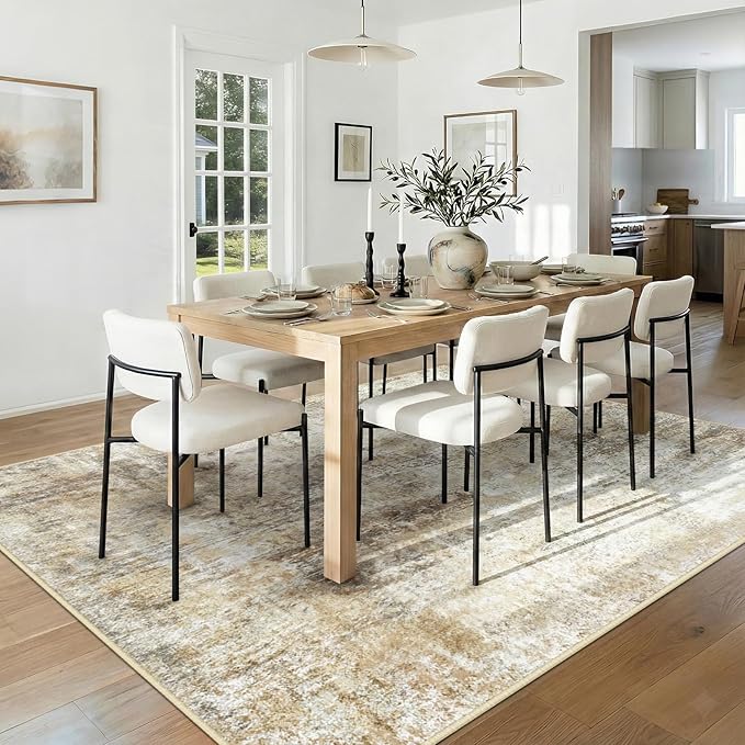 RELEANY Washable Area Rugs 5'x8' Non-Slip Modern Abstract Soft for Living Room Entryway Bedroom Nursery, Print Pattern, Neutral Brown Gray