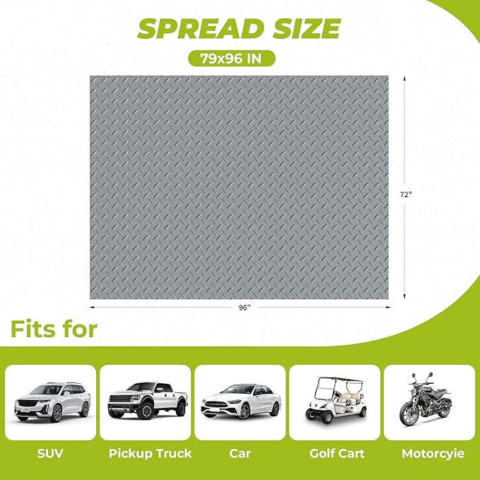 6x8 FT Garage Floor Mat, Thickened Garage Mats Flooring Roll for Under Car, Non Slip Diamond Plate PVC Floor Protector Mat for Garage, Warehouse, Gyms, Trailer