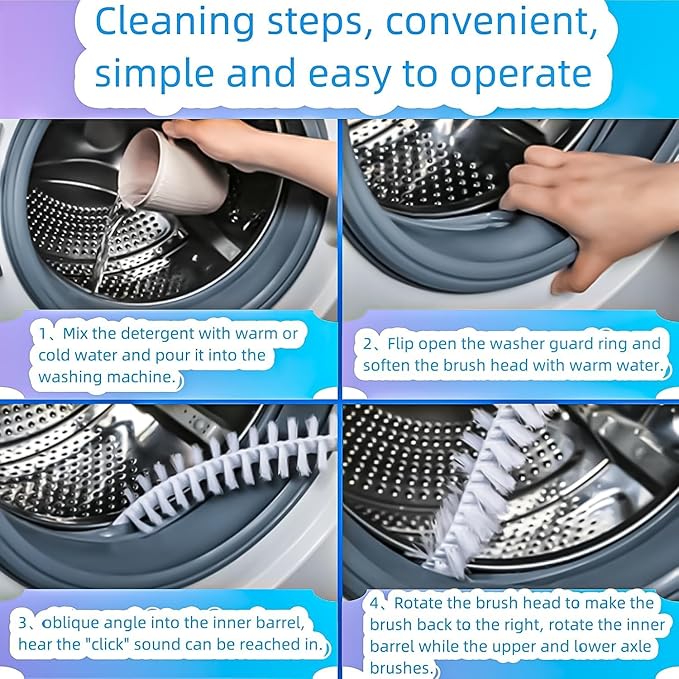 Portable Drum Washing Machine Cleaning Brush for Slot and Flat Surfaces - No-Remove Design (2pcs)