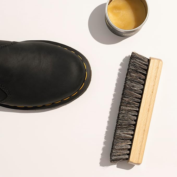 Konex Handcrafted Wooden Shoe Brush with Polished Finish - Shoe Cleaning Brush with Mix Horsehair and Tampico Bristles - Premium Shoe Brushes for Cleaning by Konex