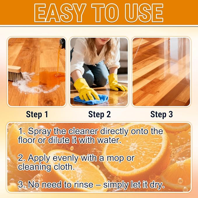 Household Hardwood Floor Cleaner, Floor Cleaner Liquid for Mopping, Floor Solution for Mopping Wood Tile Laminate, Marble, Porcelain Shower Bathroom, Pet-friendly