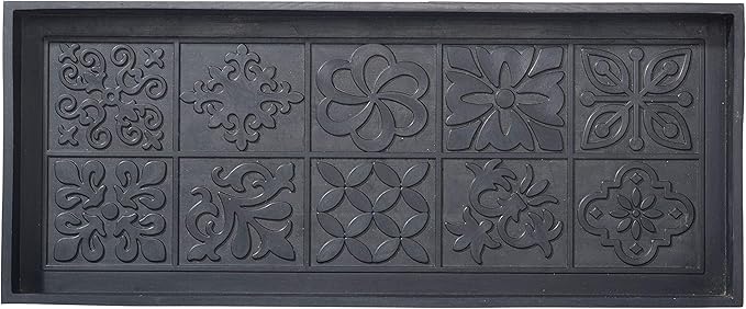 HF by LT Tile Design Deluxe Rubber Boot-Tray, 34 x 14 inches, Heavy Duty Vulcanized Rubber, One-Piece Seamless Construction, Year Round Use Indoors or Outdoors, Black
