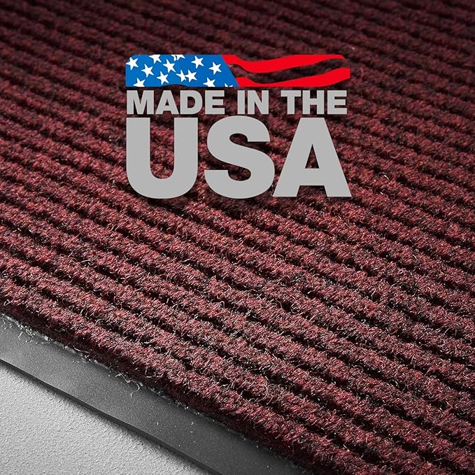Consolidated Plastics Brush Dry Mat - Made in USA, Heavy-Duty Commercial DoorRug for Indoor/Outdoor Entryways, Non-Slip Backing for High-Traffic Areas (3' W x 5' L, Red)