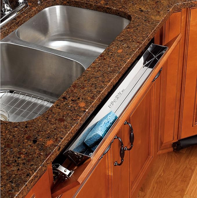 Rev-A-Shelf 25" Stainless Tip-Out Tray With Hinges for Kitchen Cupboard