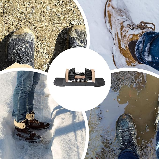 Boot Scraper Brush Outdoor Heavy Duty 23.5x10.5cm Wooden Boot Scraper with Anti-Slip Base Shoes Boots Cleaner Removes Snow Sand and Mud for All Weather Farm Camping Entryway Dirt Porch Entrance