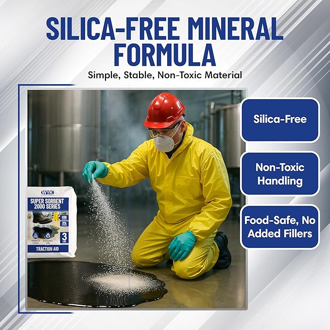WYK 2 Quart Super Sorbent 2000 Series – Industrial Oil Absorbent Granules & Traction Agent for Spills, Leaks and Safety Maintenance – Fast-Acting Spill Absorber – BLUE Super Sorbent