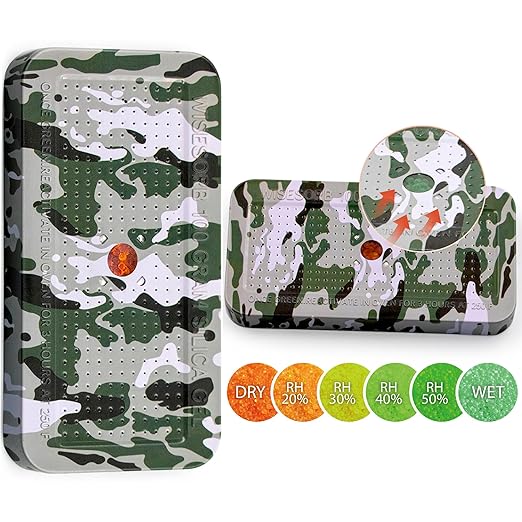 Wisesorb 100 Gram Camouflage Gun Safe Dehumidifier Silica Gel Canister Rechargeable Dehumidifier Desiccant Reusable Indicating Desiccant Moisture Absorber with Visible Window [30PACK]